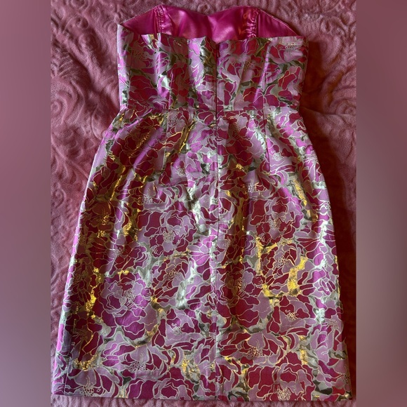 Lilly Pulitzer Strapless Pink and Gold Dress - Picture 2 of 2